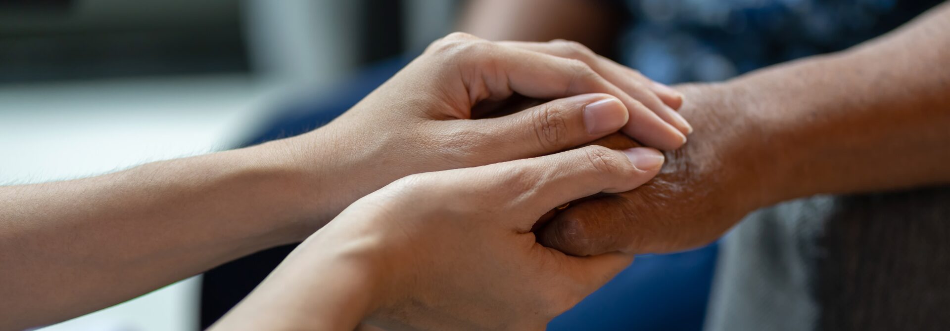 two hands holding an older person's hand
