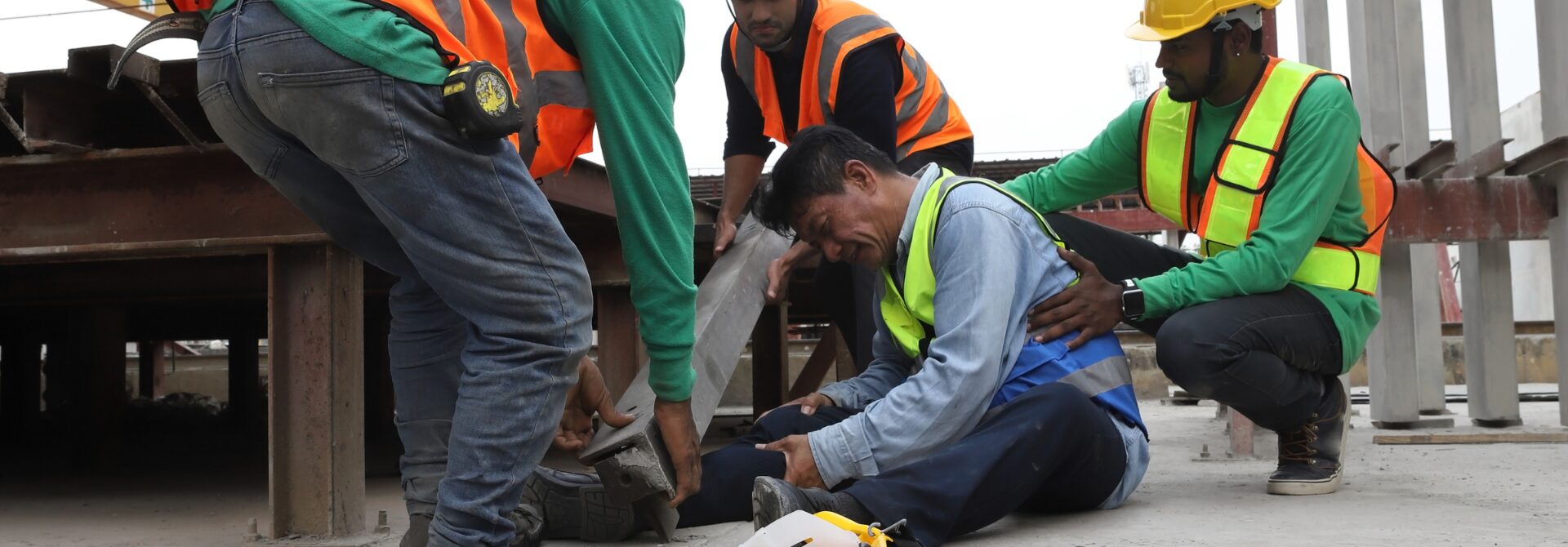 Man on floor after work injury