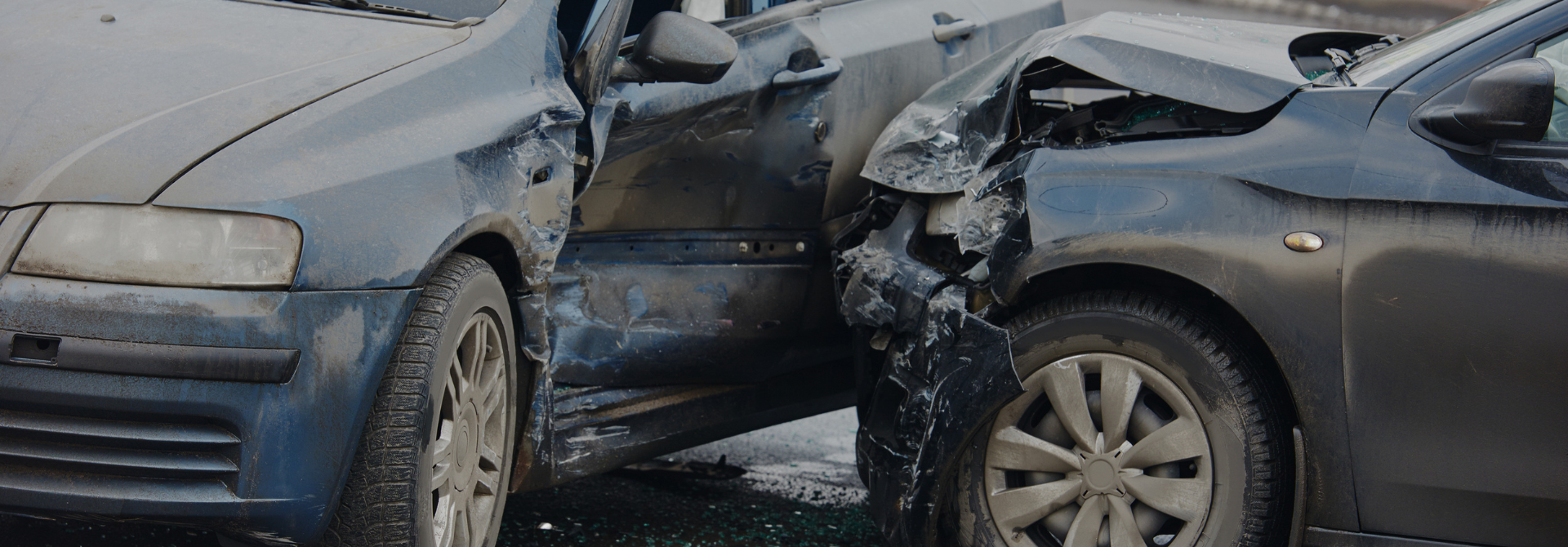 two crashed cars